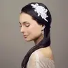'Lila' Lace Wedding  Hair Comb - White thumbnail