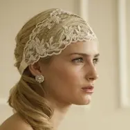 'Tilly' Lace Wedding / Debutante Headband with French Netting - Ivory