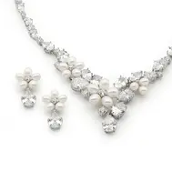 'Bella' Freshwater Ivory Pearl Event Necklace and Earring Set
