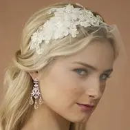 'Jamie' Bridal Headband & Veil - Ivory
