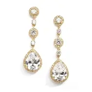 'Sara II' Gold Cubic Zirconia Wedding and Event Earrings