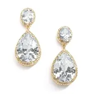 'Arabella' Cubic Zirconia Earrings - Gold Clip On