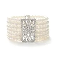 'Keira' Vintage Etched Pearl Bridal Bracelet 