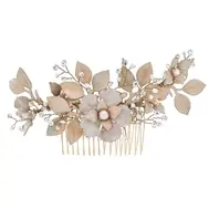 Gold Leaf 'Fiorentina' Hair Comb - Matte Gold by Stephanie Browne
