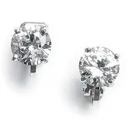 'Madison' Silver Clip-On Earrings with 8mm Cubic Zirconia Solitaire 