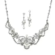 Freshwater Pearl & Crystal Wedding  Necklace and Earrings Set
