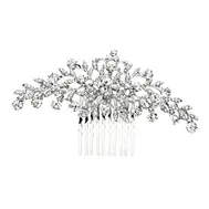 Crystal Hair Comb with Shimmering Leaves