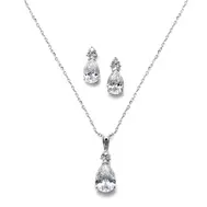 'Annalise' Cubic Zirconia Solitaire Necklace and Earrings Set