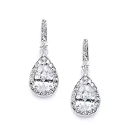 'Elke' Classic Cubic Zirconia Event Earrings with Framed Pear Drops