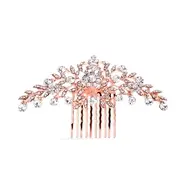 Rose Gold Crystal Wedding Hair Comb with Shimmering Leaves
