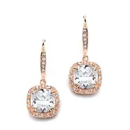 'Magnificent' Cushion Cut Cubic Zirconia Event Earrings in Rose Gold
