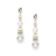 Pearl & Crystal Dangle Earrings - Creme Ivory Pearls