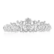 'Graceful' Silver Scrolls Crystal Bridal Tiara