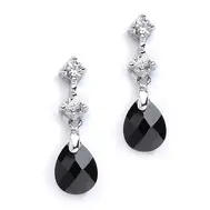 'Prague' Cubic Zirconia Earrings with Jet Black Crystal Drops