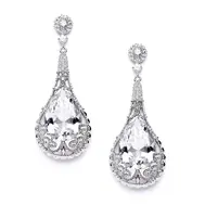 'Bold' Cubic Zirconia Pear Shaped Cocktail Earrings