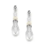 Crystal Teardrop Ivory Pearl Event Earrings
