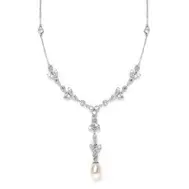 'Tulip' Freshwater Pearl & Cubic Zirconia Wedding Necklace