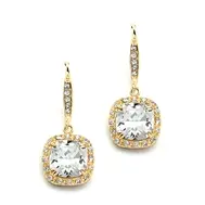 'Magnificent' Cushion Cut Cubic Zirconia Earrings in 14K Gold