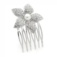 'Antoinette' Flower Pearl & Crystal Bridal Hair Comb