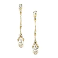 'Delicate' Cubic Zirconia Linear Earrings in Gold