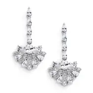 'Art Deco' Fan Design Cubic Zirconia Event Earrings