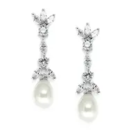 'Tulip' Freshwater Pearl & Cubic Zirconia Earrings