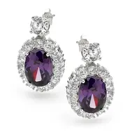 'Katherine' Amethyst Purple Cubic Zirconia Event Earrings