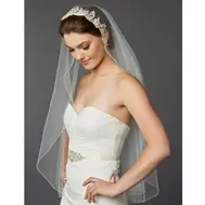 'Catalina' Veil with Lace and Bugle Beaded Edge