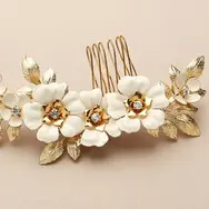 2. 'Kayla' Hand Painted Enamel and Crystal Bridal Hair Comb - Gold thumbnail