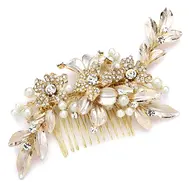 'Adelina' Gold & Pearl Bridal / Event Hair Comb