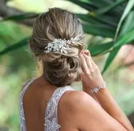 2. 'Adelina' Silver & Pearl Bridal / Event Hair Comb  thumbnail