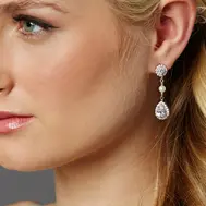2. 'Amie' Beautiful Freshwater Pearl & Diamond Simulant Drop Event Earrings thumbnail