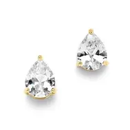 'Adriana' Cubic Zirconia Stud Earrings - 14K Gold / Clip On