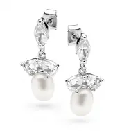 'Bella' Pearl & Cubic Zirconia Bridal & Event Earrings