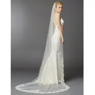 'Prea' Cathedral One Layer Veil - Ivory