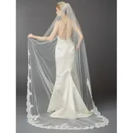2. 'Prea' Cathedral One Layer Veil - Ivory thumbnail