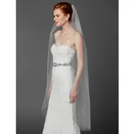 'Ballet' One Layer Cut Edge White Bridal Veil - White