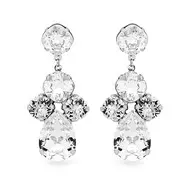 'Elizabeth' Clear Crystal Drop Earrings in Silver by Ronza George