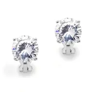 'Kimberly'  CZ Solitaire Platinum Clip-On Earrings 