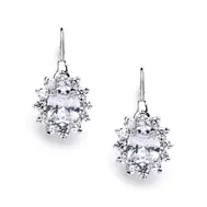 'Star' Vintage Oval Solitaire Cubic Zirconia Earrings