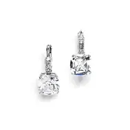 'Ashley' Gorgeous Cushion Cut CZ Drop Wedding Earrings