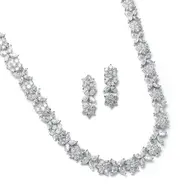 'Saskia' CZ Bridal Necklace with CZ Marquis Flowers