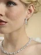 1. 'Saskia' CZ Bridal Necklace with CZ Marquis Flowers thumbnail