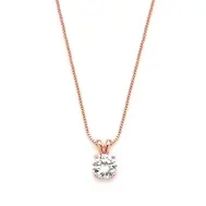 'Lindsey' Delicate 14K Rose Gold CZ Round-Cut Necklace with Double Loop Top
