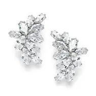 'Samantha' Shimmering Silver Cubic Zirconia Marquis Cluster Earrings