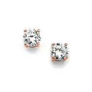 'Madison' Rose Gold Round Cubic Zirconia Stud Earrings