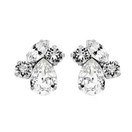 'ELSA' Vintage Clear Crystal Cluster Stud Earrings in Silver by Ronza George