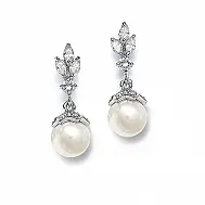 'Elise' Delicate, Cubic Zirconia and Pearl Earrings