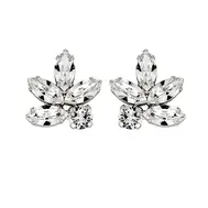 'Jen' Clear Crystal Cluster Stud Earrings in Silver by Ronza George