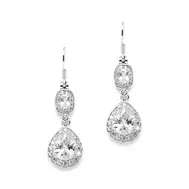 'Angela' CZ Earrings with Graceful Pears and Delicate Emerald Cut Dangles